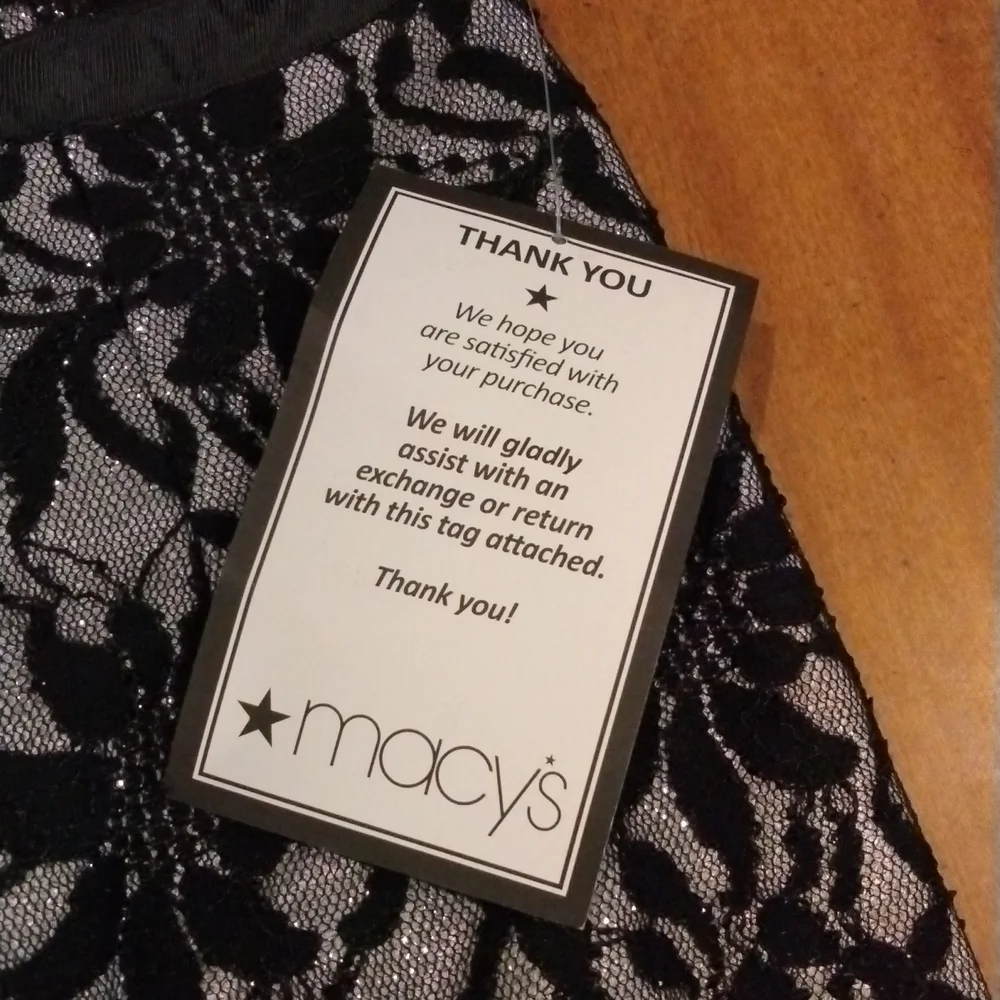 𝅺BLACK Lacey dress from Macy's. Built in bra. Brand new with tags. Size 1 - Picture 3 of 8